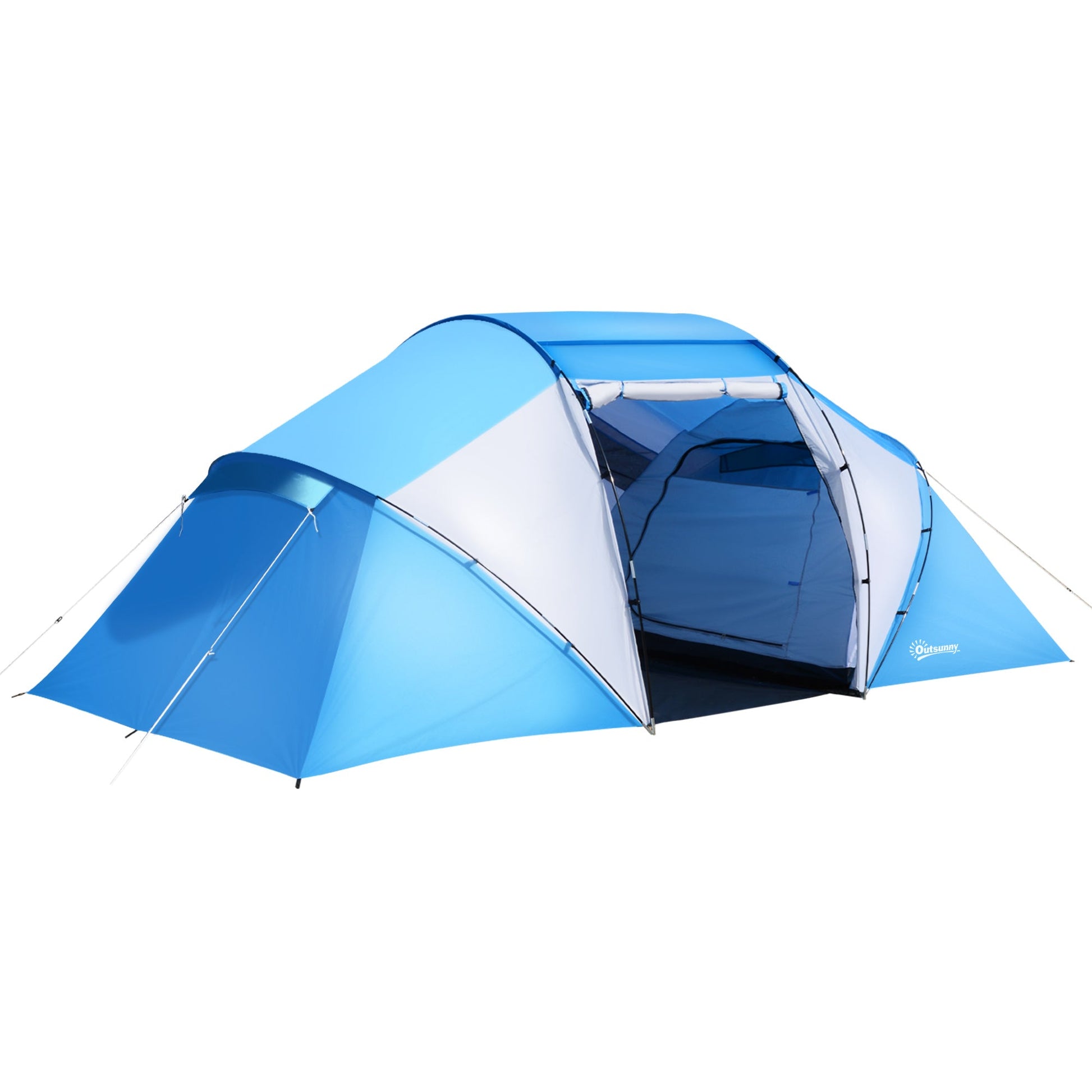 Tenda de Campismo Familiar para 4 Pessoas Tenda de Campismo Dobrável com Bolsa de Transporte Impermeável para Praia Parque 430x240x170 cm Azul e Branco