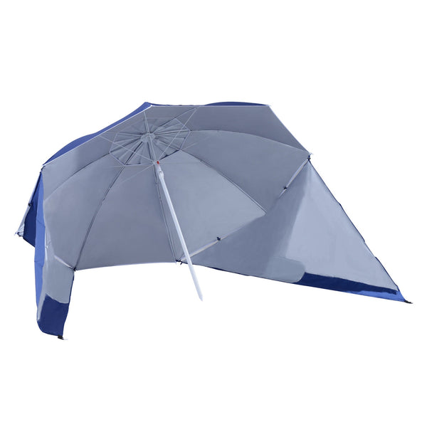 Chapéu de Sol de Praia com Painéis Laterais Tipo Tenda Chapéu de Sol para Praia com Proteção UV Φ210x222cm Azul