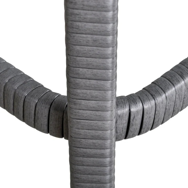 Conjunto de móveis de rattan de jardim 3 peças 2 poltronas 65x66x75 cm e 1 mesa de vidro temperado 50x50x50 cm com almofadas acolchoadas para terraço pátio cinza