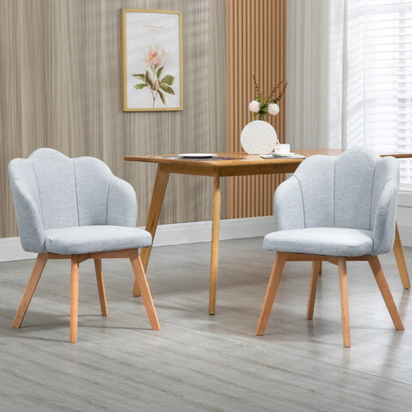 Cadeiras Sala de Jantar Estofada em Linho Sintético Conjunto de 2 Cadeiras de Cozinha com Assento e Encosto Acolchoados Estilo Moderno Carga Máxima 120 kg 58x60x82 cm Cinza Claro
