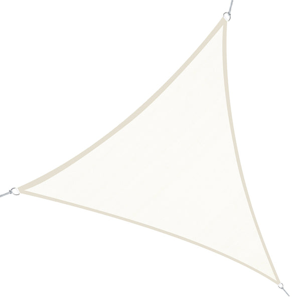 Vela de Sombra Triangular 6x6x6 m Toldo Vela de Poliéster com Proteção UV Aneis em Forma de D e Cordas para Jardim Pátio Piscina Creme