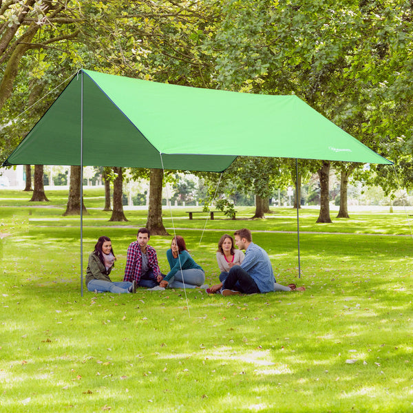 Abrigo de Campismo Portátil 300x292 cm Tenda de Campismo Impermeável com Proteção Solar para Praia Piquenique Exterior Verde