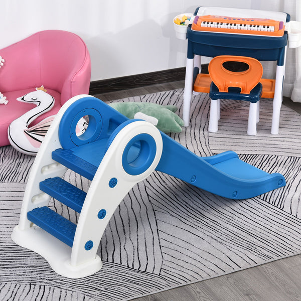 Escorrega infantil para crianças acima de 3 anos Escorrega largo dobrável com escadas rampa longa para jardim parque interiores 120x50x56 cm Azul