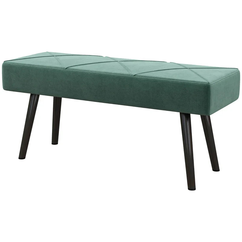 Banco de Pé de Cama Multifuncional Banco de Pé de Cama Moderno Banco de Dormitório com Pés de Aço e Assento Acolchoado Carga Máxima 120 kg Entrada Corredor 100x36x45 cm Verde