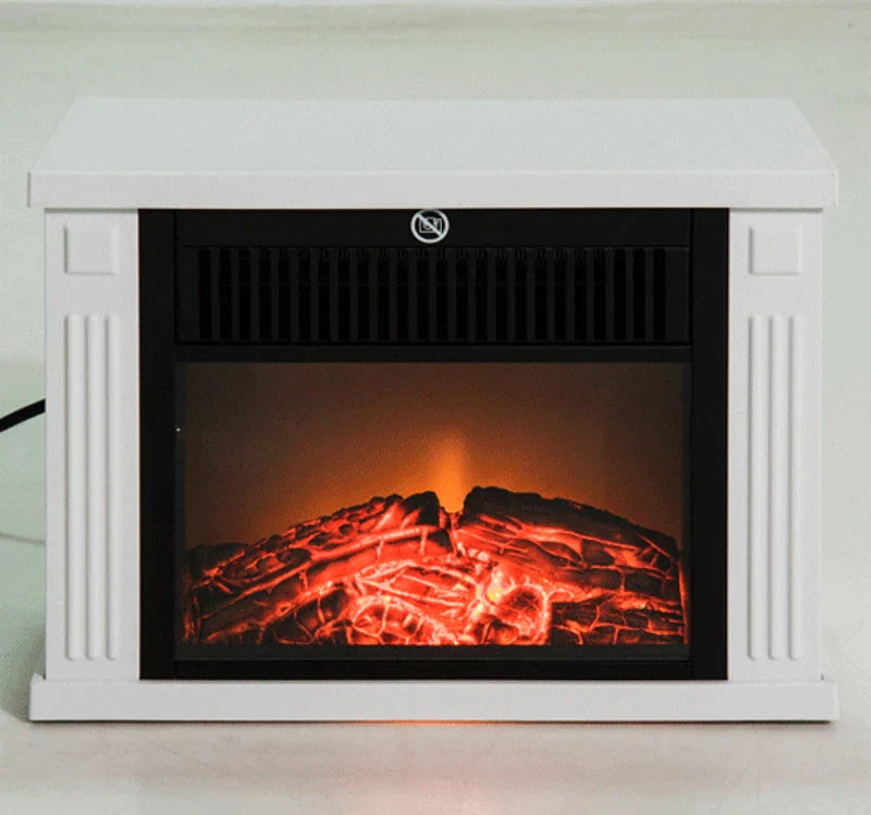 Lareira Elétrica Portátil Lareira Elétrica Compacta com Termostato Ajustável 600W/1200W e Efeito de Chama Realista 34x17x25cm Branco