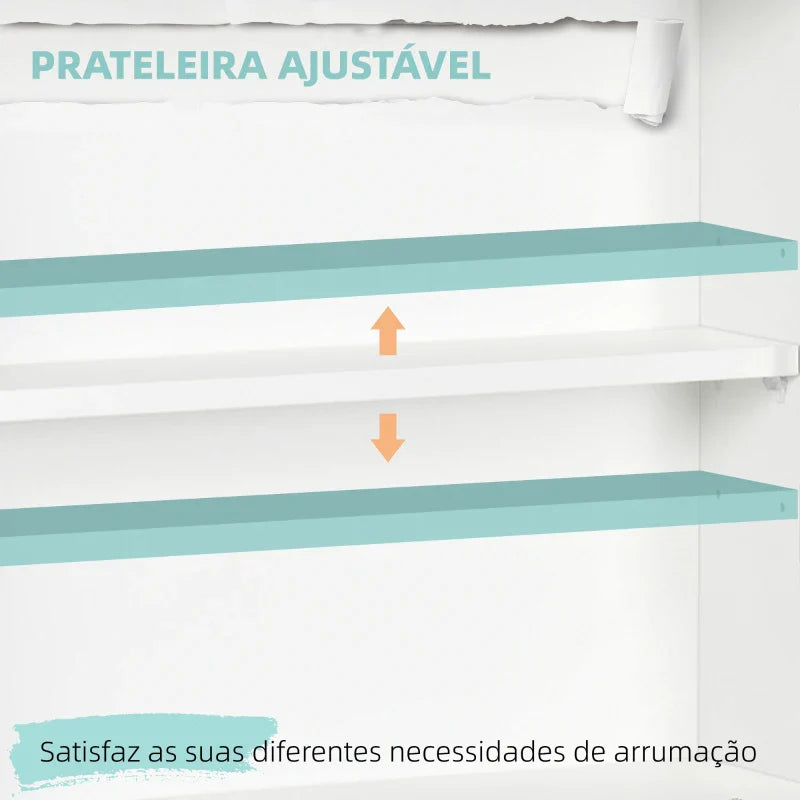 Secretária de Parede Moderna Mesa Dobrável de Parede Multifuncional com Prateleiras de Armazenamento Carga 40 kg para Dormitório Sala de Estar Escritório 64x20x60 cm Branco