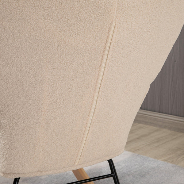 Poltrona Baloiço Poltrona de Sala de Estar Oscilação de 40° com Pés de Madeira de Faia e Estrutura de Aço para Dormitório Carga Máxima 120 kg 71x92x101 cm Bege