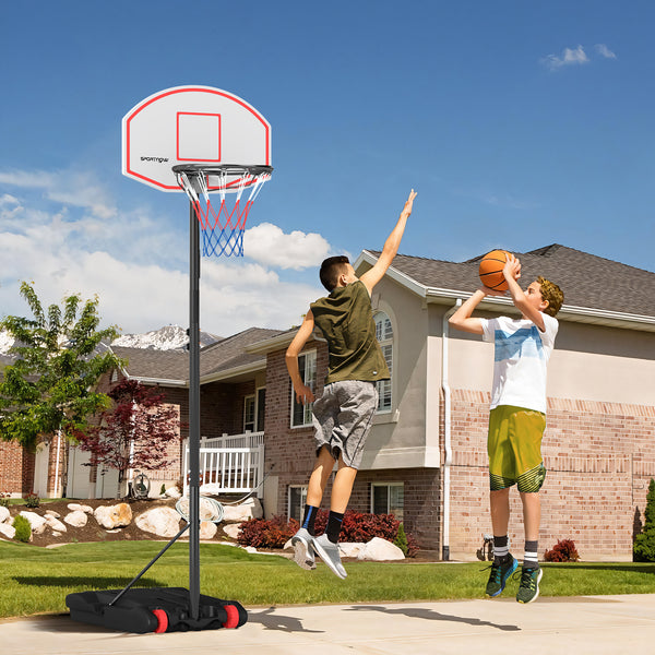 SPORTNOW Tabela de Basquetebol para Exterior com Alvo de Dardos Tabela de Basquetebol Portátil com Ajustável 210-247 cm Rodas Base Rellenável para Adolescentes e Adultos Preto