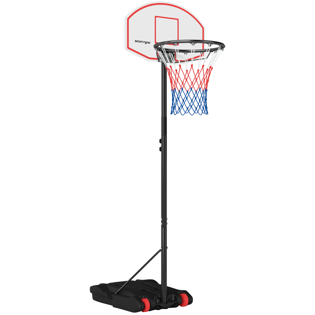 SPORTNOW Tabela de Basquetebol para Exterior com Alvo de Dardos Tabela de Basquetebol Portátil com Ajustável 210-247 cm Rodas Base Rellenável para Adolescentes e Adultos Preto
