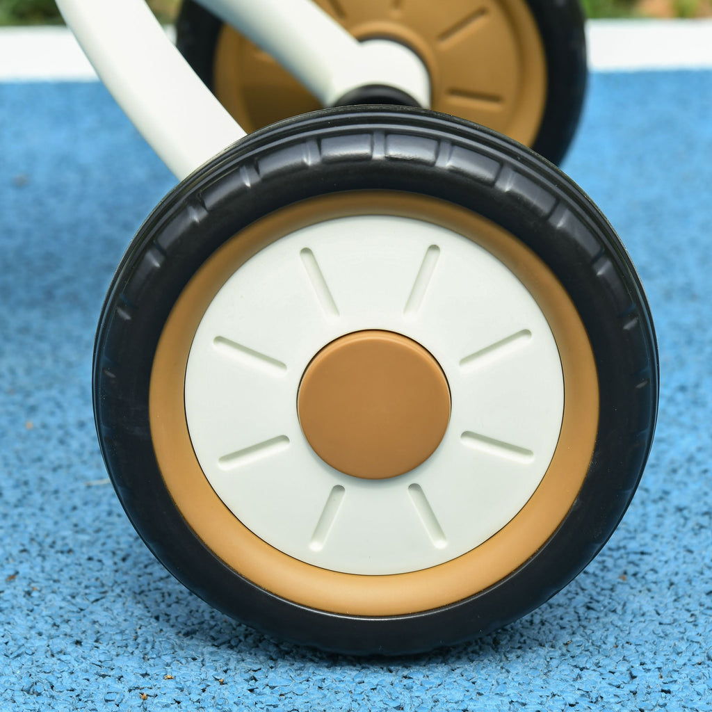 AIYAPLAY Triciclo para Crianças de 2 a 5 anos Triciclo Infantil com Assento Ajustável Cesta Buzina e Pedais e 3 Rodas Carga Máxima 25 kg 70,5x53x58 cm Bege e Marrom