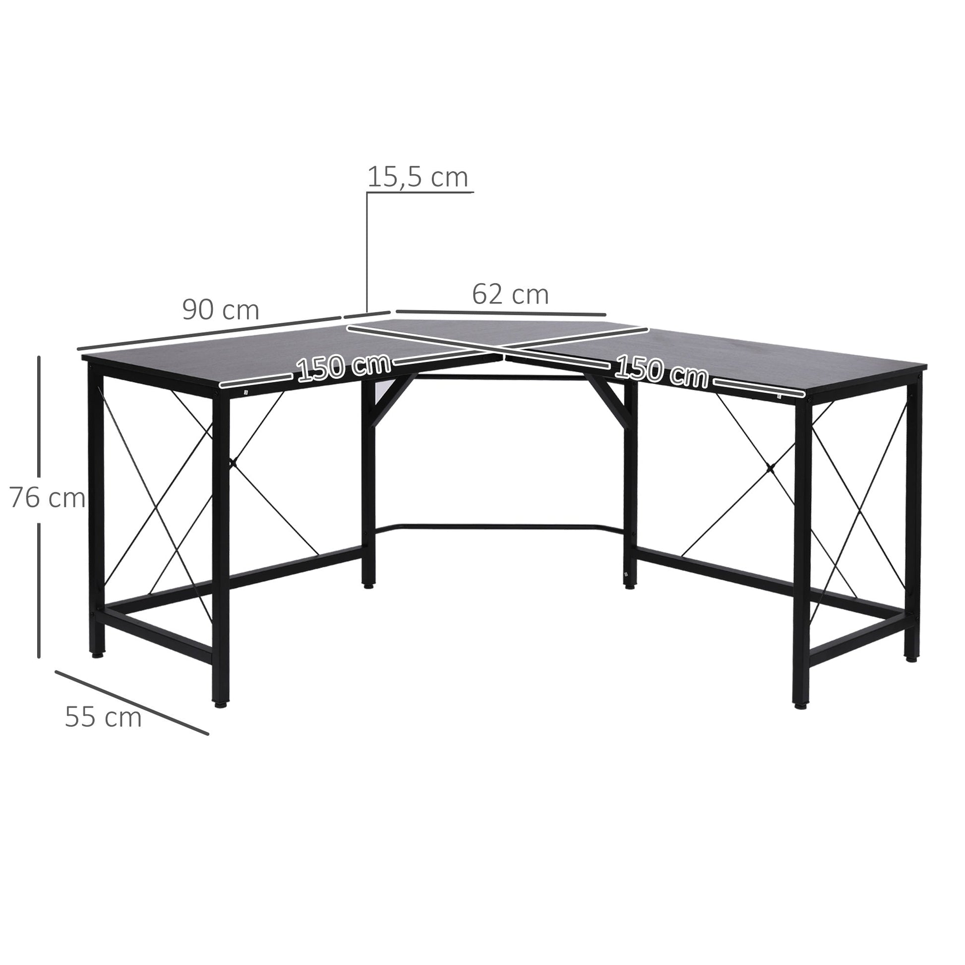 Secretária de Canto – Modelo Turku – 150x150x76 – Moderna – Branco