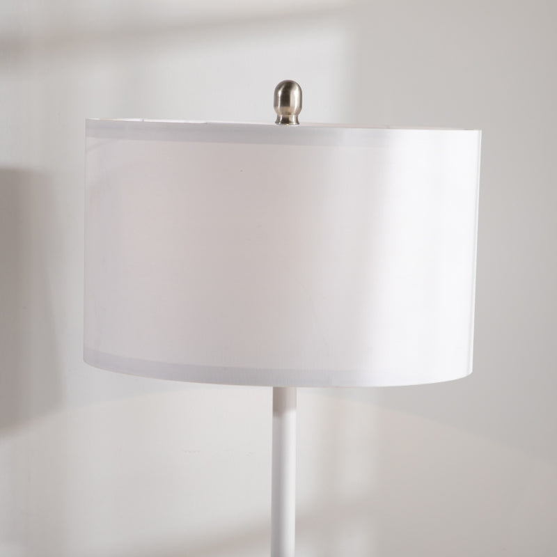 Candeeiro de Pé com Prateleiras Candeeiro de Pé Moderno Lâmpada E27 Máx. 40W com Ecrã de Linho e Interruptor de Pé para Sala de Estar Dormitório Habitação Ø40x163 cm Branco