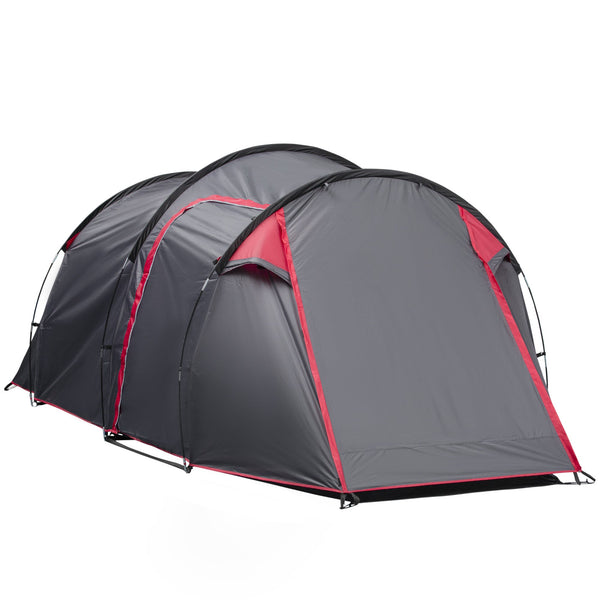 Tenda de Campismo para 2-3 Pessoas Tenda de Campismo Dobrável à Prova d'Agua e à Prova de UV 20+ com Vestíbulo 426x206x154 cm Cinza Escuro