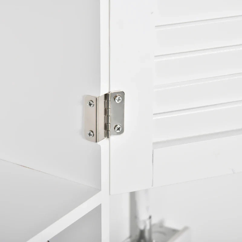 Kleanklin Armário Casa de Banho de Parede com 2 Portas de Persiana Prateleira Interior e Barra para Toalhas Móvel Auxiliar Suspenso Moderno Multiuso para Cozinha 60x23x60cm Branco