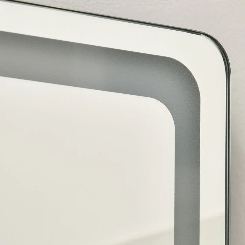 Espelho de Pé de Corpo Inteiro Espelho de Pé com Luzes LED Controlo Remoto 3 Cores de Luzes Ajustável Brilho Ajustável e Estrutura de Alumínio 40x51x156,5cm Prata e Preto