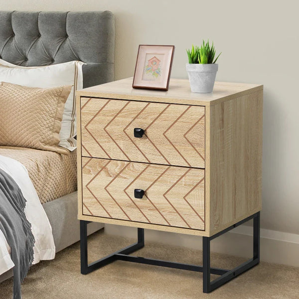 Cômoda de Madeira da Mesa de Cabeceira Confortável com 2 gavetas Roupeiro 48x39,5x60cm do Armazenamento da Mobília da Mesa de Cabeceira 48x39,5x60 cm