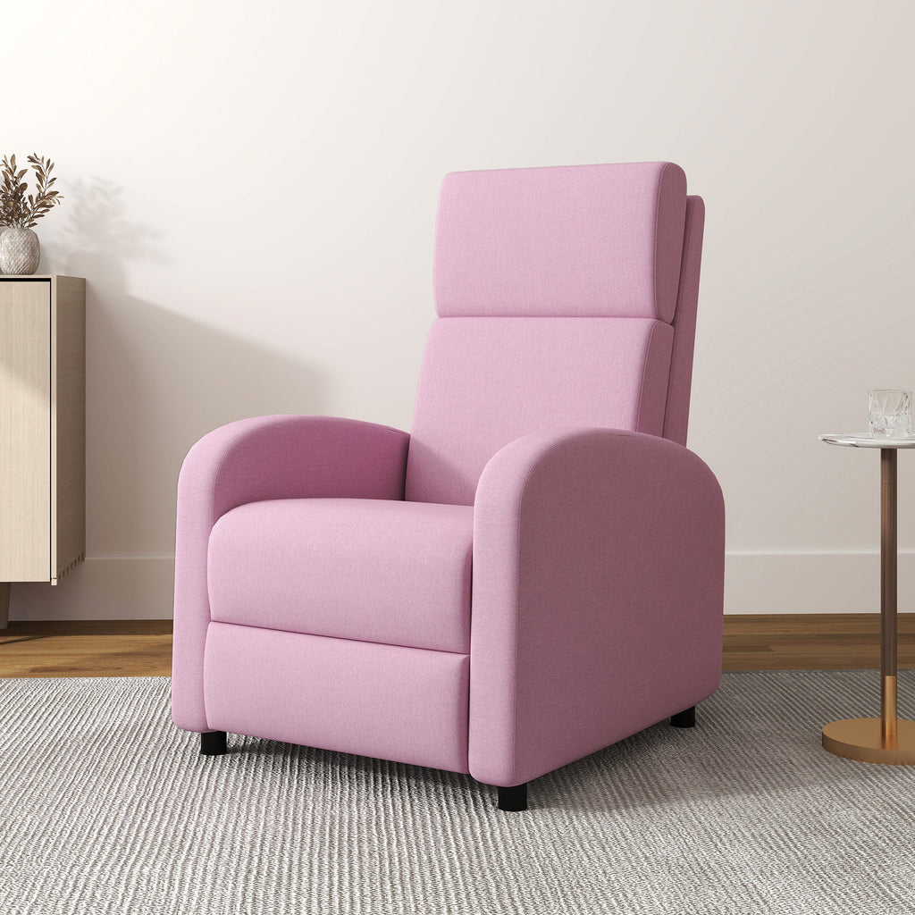 Poltrona Relax Reclinável até 160° Poltrona Reclinável Manual com Apoio para os Pés Carga Máxima 120 kg para Sala de Estar Dormitório 64x86x102 cm Rosa