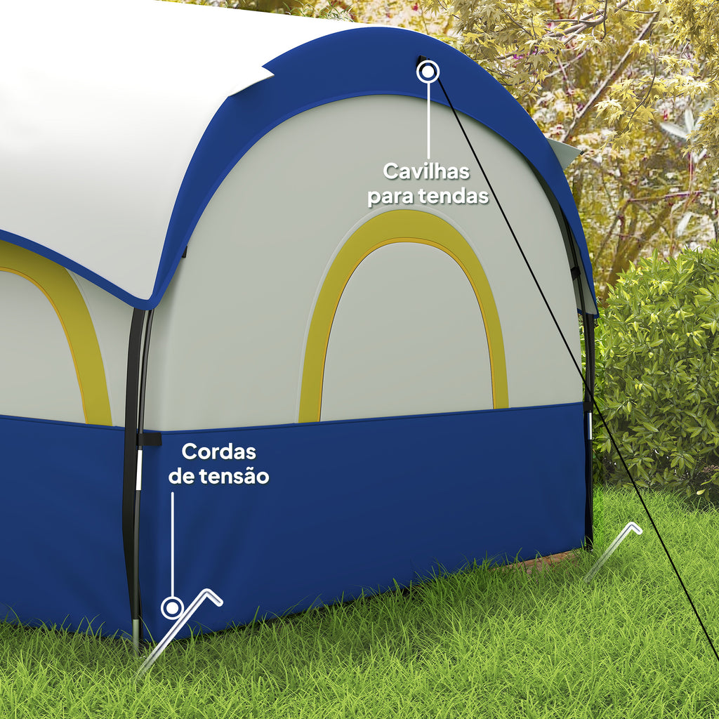 Tenda de Campismo Familiar Tipo Túnel Tenda para 4-6 Pessoas Impermeável 3.000 mm Tenda de Campismo Dobrável com 2 Quartos e Saco de Transporte 435x251x195 cm Azul e Cinzento
