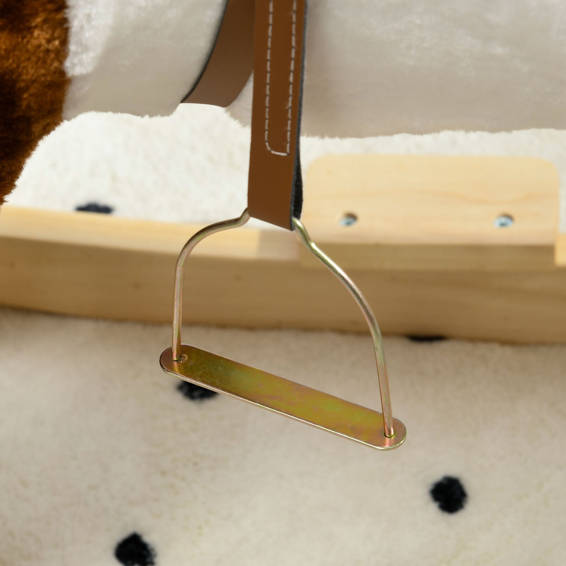 Cavalo Baloiço para Crianças acima de 3 Anos Cavalo Baloiço de Brincar com Música Som e Função de Movimento da Cauda Carga 30 kg 68x26x62 cm Marrom e Branco
