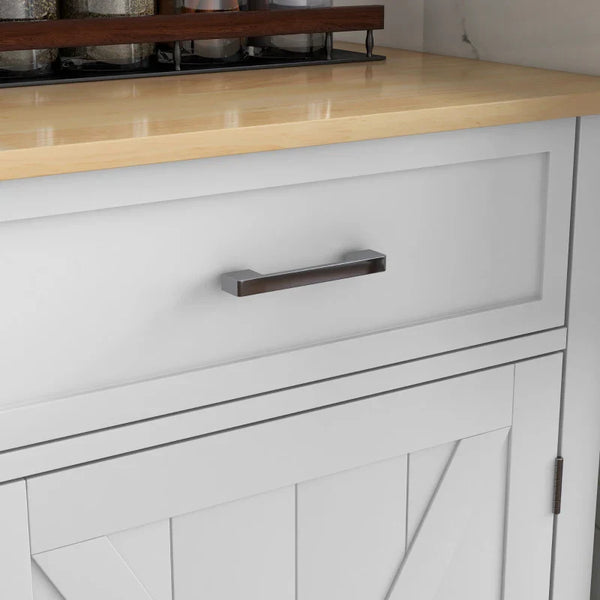 Ilha de Cozinha Carrinho de Cozinha com Bancada de Madeira Dobrável 2 Portas 2 Gavetas Prateleira Ajustável e 4 Rodas 10x60x90,5 cm Branco e Madeira