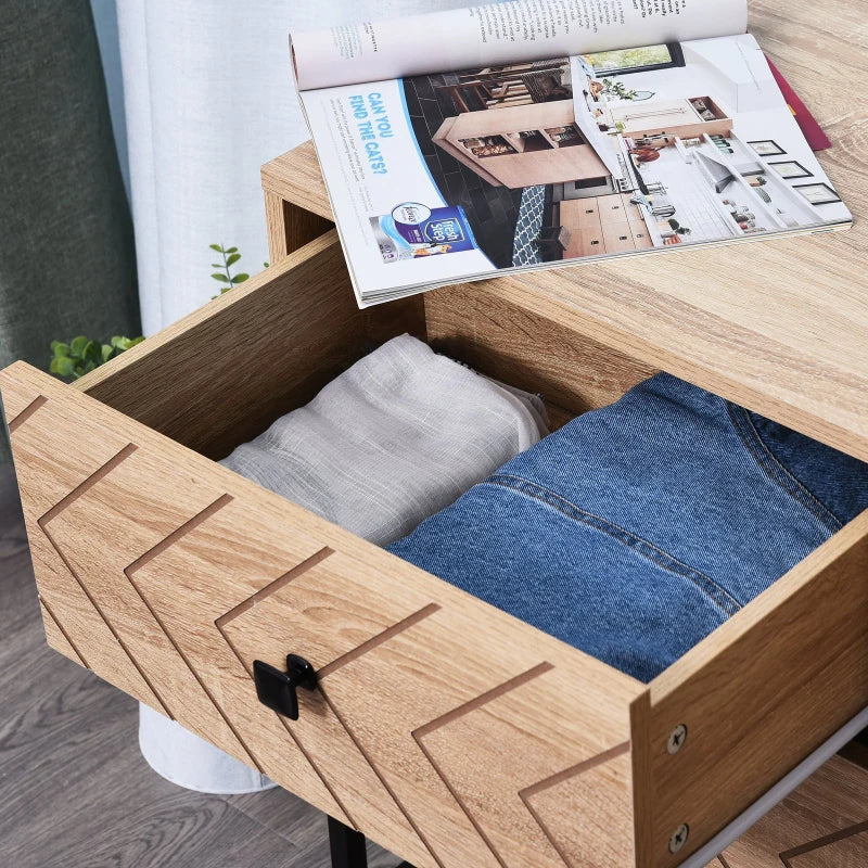 Cômoda de Madeira da Mesa de Cabeceira Confortável com 2 gavetas Roupeiro 48x39,5x60cm do Armazenamento da Mobília da Mesa de Cabeceira 48x39,5x60 cm