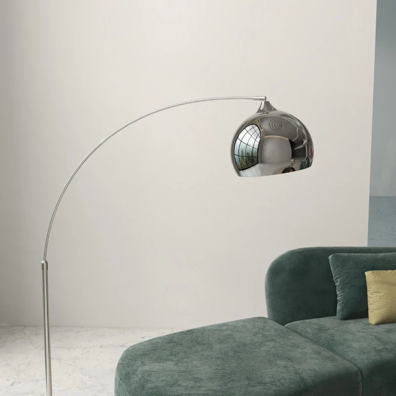 Candeeiro de Pé em Forma de Arco com Altura e Comprimento Ajustáveis Candeeiro de Leitura para Lâmpadas E27 Potência Máxima 40W com Interruptor de Pé 110-115x30x170-180 cm Prata e Preto