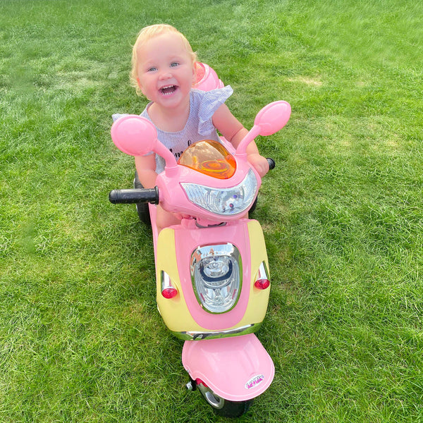® Carro de triciclo Moto elétrica infantil com Bateria para crianças com mais de 3 anos 108x51x75cm Rosa