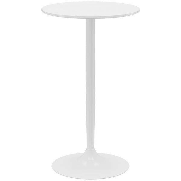 Mesa de Bar Redonda Mesa Alta de Cozinha Moderna com Bancada Pintada e Estrutura de Aço para 2 Pessoas para Casa Sala de Jantar Ø60x102 cm Branco