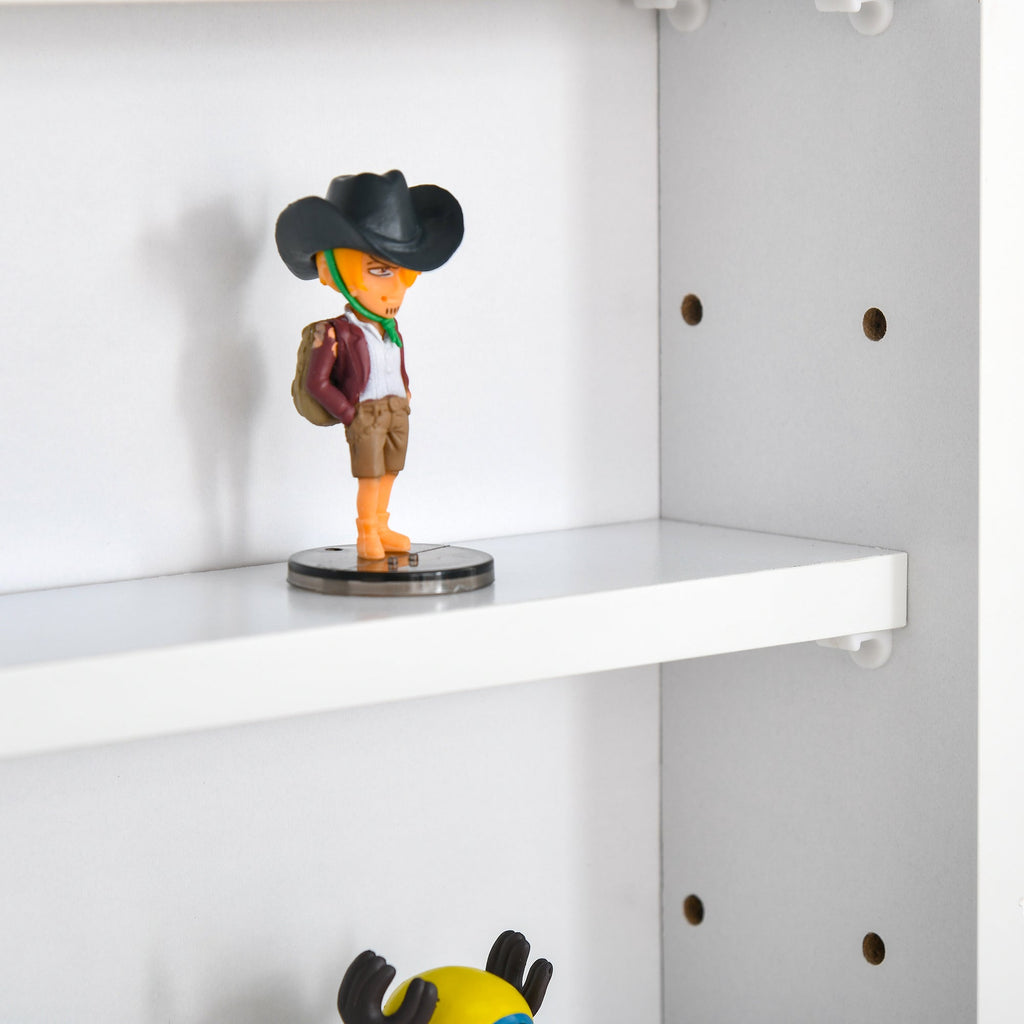 Vitrine de Parede de Madeira com Prateleiras Ajustáveis e 2 Portas Corredeiras de Vidro para Coleções Perfumes Bonecos de Decoração 80x9,5x60cm Branco