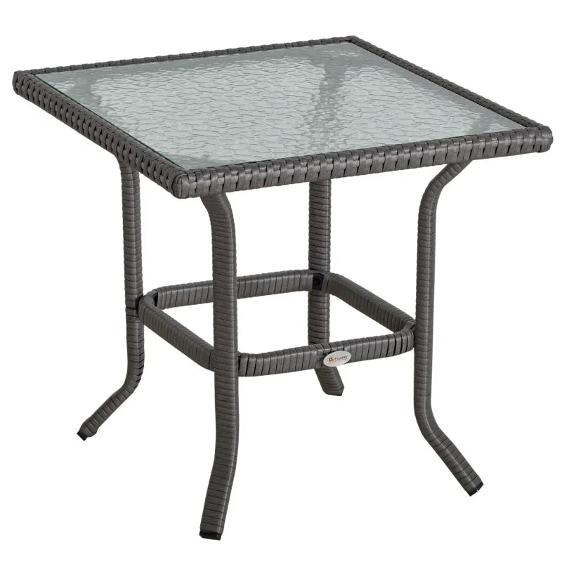 Conjunto de móveis de rattan de jardim 3 peças 2 poltronas 65x66x75 cm e 1 mesa de vidro temperado 50x50x50 cm com almofadas acolchoadas para terraço pátio cinza
