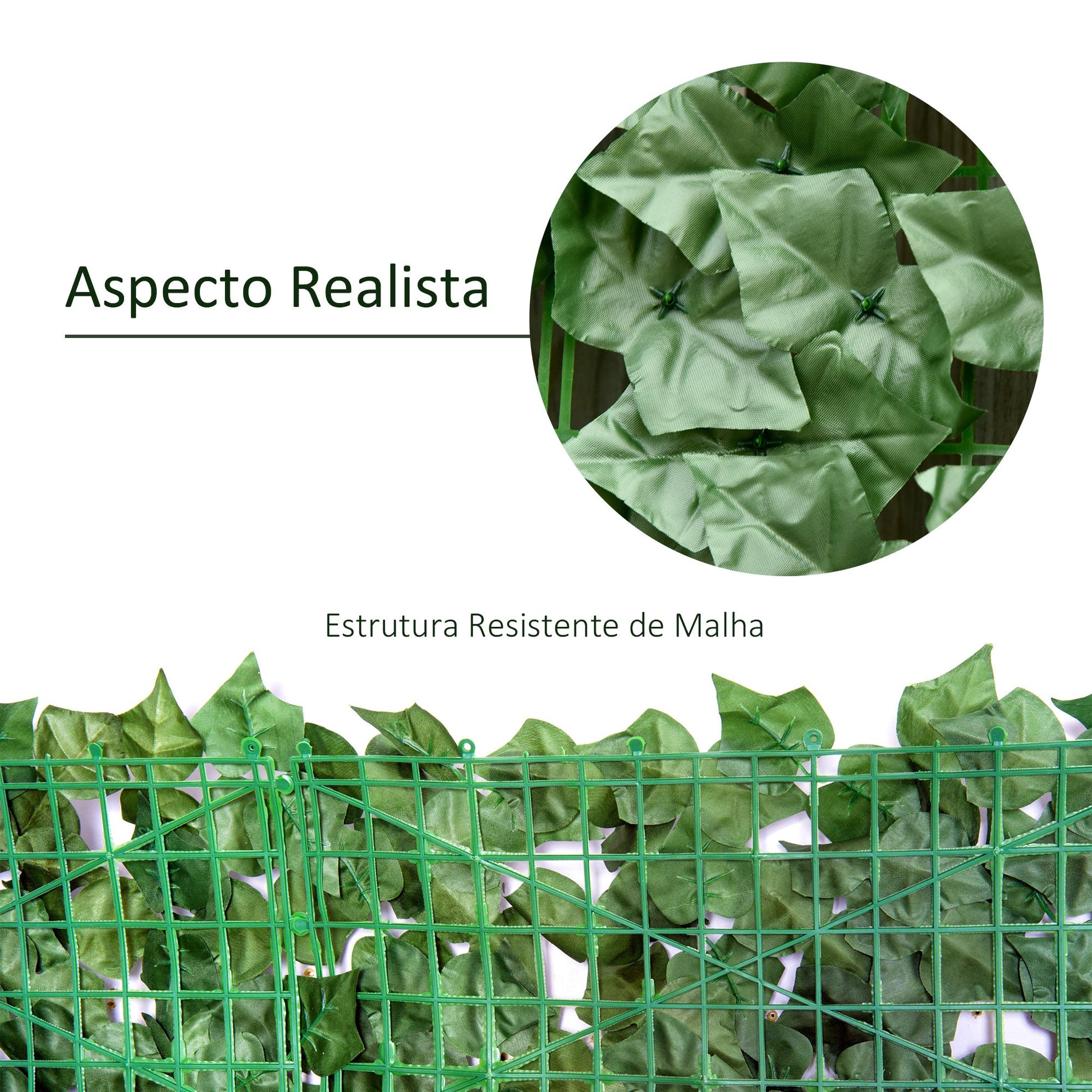 Vedação Artificial em Rolo 3m Vedação de Privacidade para Balcão Jardim Exterior Planta Decorativa de Parede PE Verde