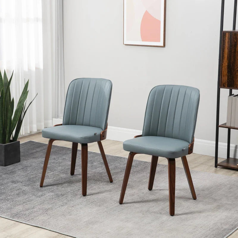 Conjunto de 2 Cadeiras de Sala de Jantar Modernas Cadeiras de Cozinha com Assentos Estofados em PU e Pés de Madeira Carga Máxima 120kg 47,5x55x85cm Cinza e Madeira