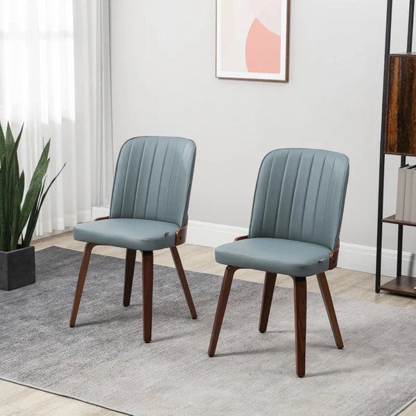 Conjunto de 2 Cadeiras de Sala de Jantar Modernas Cadeiras de Cozinha com Assentos Estofados em PU e Pés de Madeira Carga Máxima 120kg 47,5x55x85cm Cinza e Madeira
