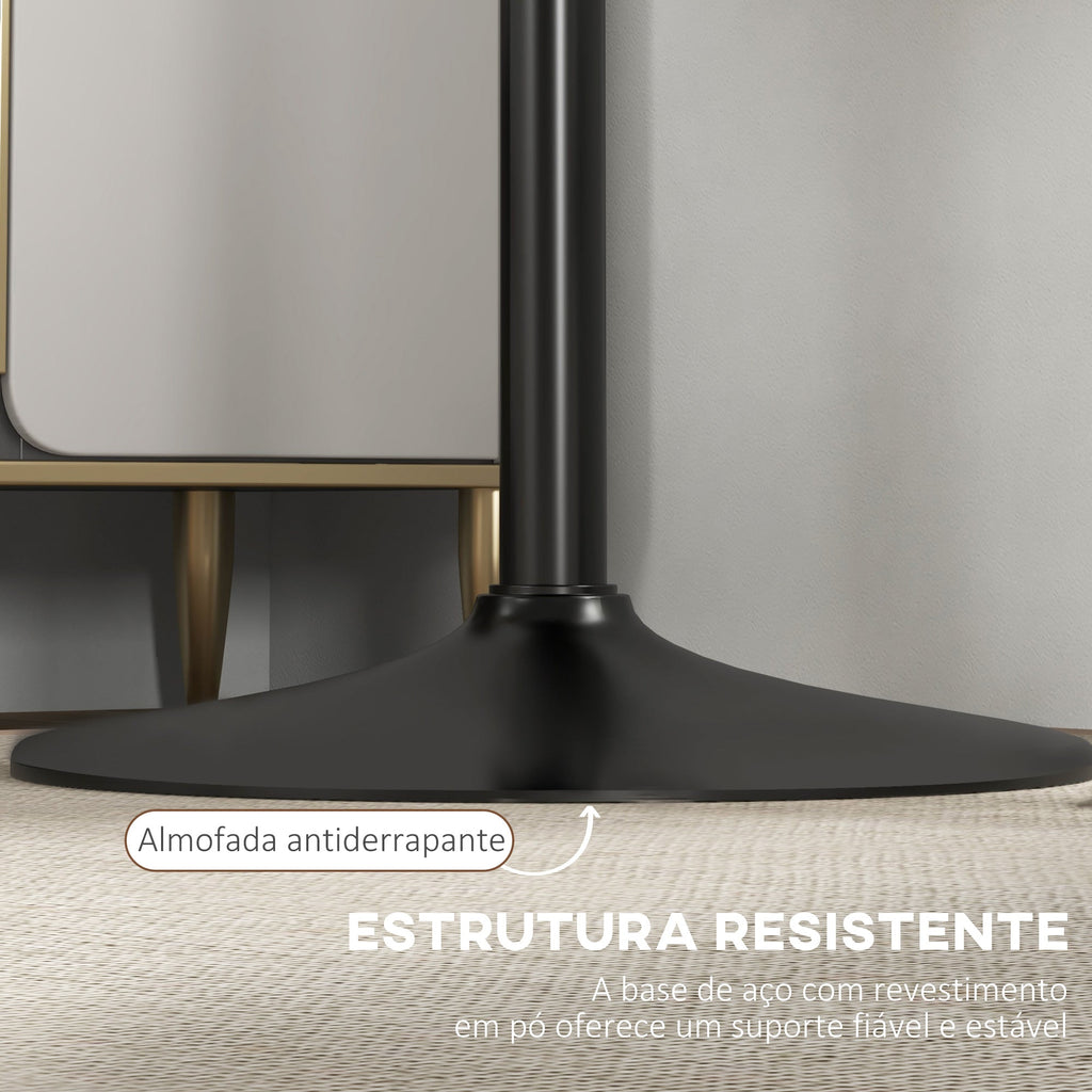 Mesa de Bar Redonda Mesa Alta de Cozinha Moderna com Bancada Pintada e Estrutura de Aço para 2 Pessoas para Casa Sala de Jantar Ø60x102 cm Preto