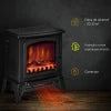Lareira Elétrica Portátil 1000/2000W com Simulação de Chama Termostato Ajustável e Proteção de Superaquecimento para Salas de até 25m² 36,5x24x41,5cm Preto