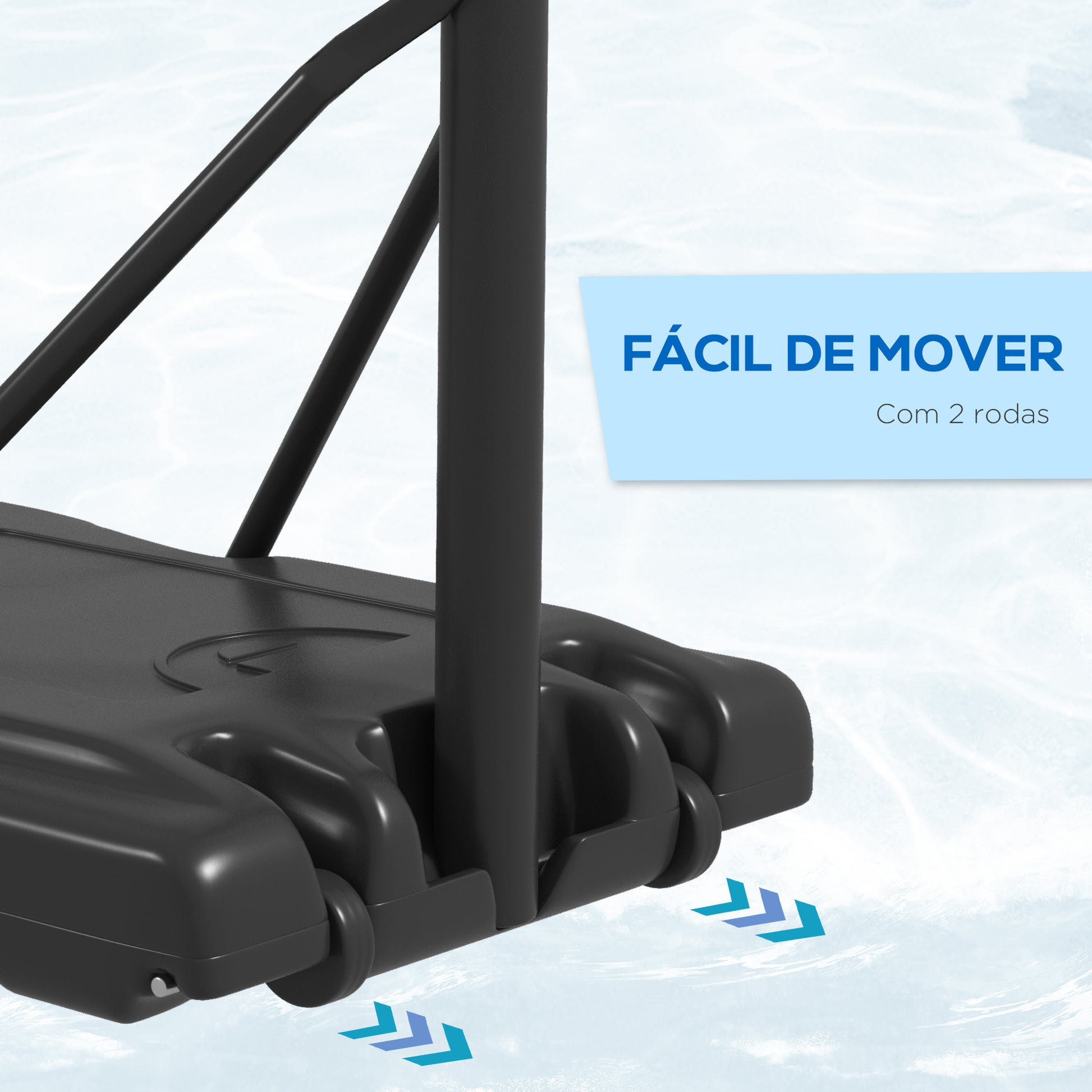 SPORTNOW Tabela de Basquetebol de Exterior 2 em 1 com Altura Ajustável 230-305 cm Cesta de Basquetebol para Piscina com Suporte Tabela de Basquetebol com Rodas Base Preenchível 110x75x195-370 cm Preto