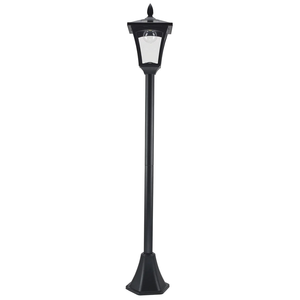 Candeeiro Solar de Jardim – 18x18x160 cm – Preto – Estrutura em Aço Inoxidável – IP44 – Iluminação Automática