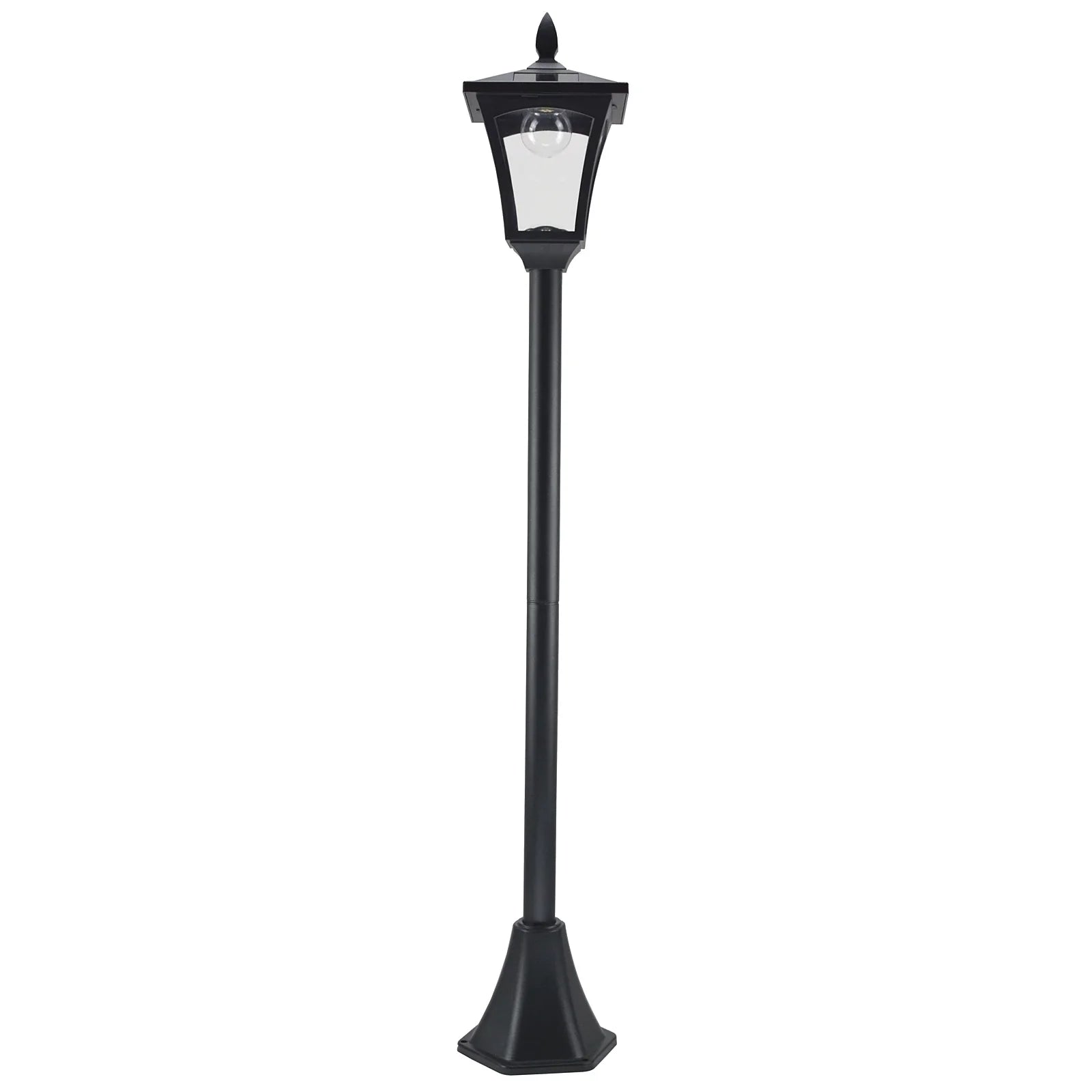 Candeeiro Solar de Jardim – 18x18x160 cm – Preto – Estrutura em Aço Inoxidável – IP44 – Iluminação Automática