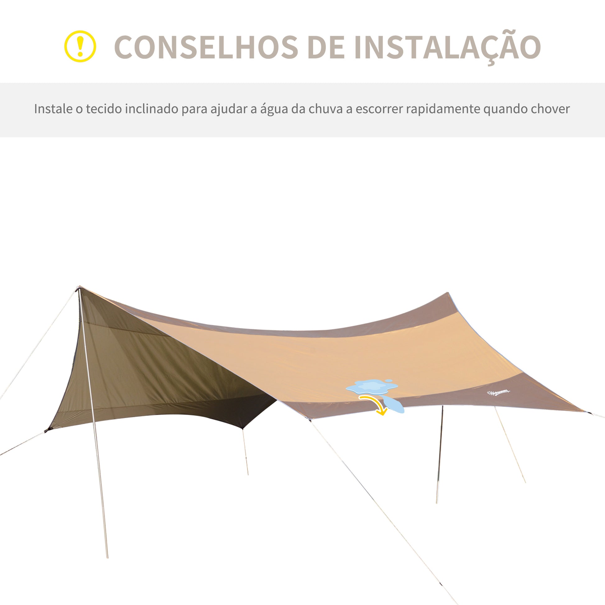 Abrigo de Campismo Portátil 555x550 cm Tenda de Campismo Impermeável com Proteção Solar para Praia Piquenique Exterior Marrom e Bege