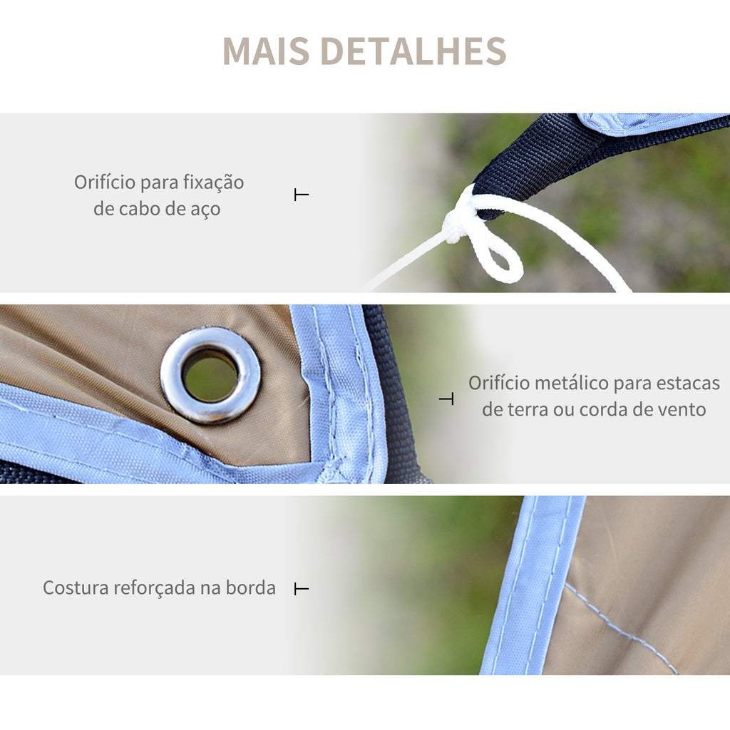 Abrigo de Campismo Portátil 555x550 cm Tenda de Campismo Impermeável com Proteção Solar para Praia Piquenique Exterior Marrom e Bege