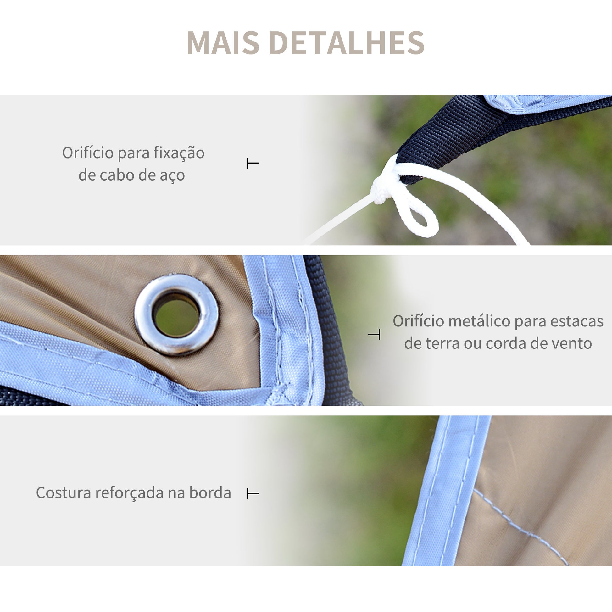 Abrigo de Campismo Portátil 555x550 cm Tenda de Campismo Impermeável com Proteção Solar para Praia Piquenique Exterior Marrom e Bege