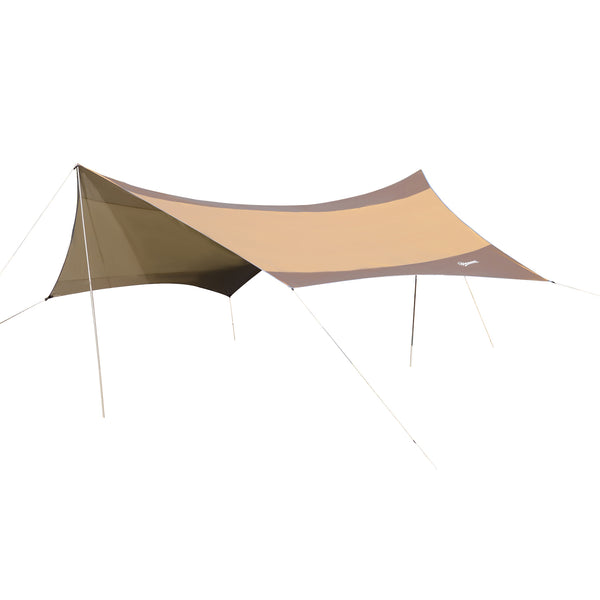 Abrigo de Campismo Portátil 555x550 cm Tenda de Campismo Impermeável com Proteção Solar para Praia Piquenique Exterior Marrom e Bege