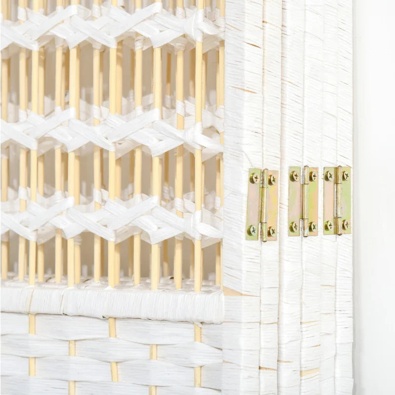 Biombo de 6 Paineis Separador de Ambientes Dobrável 242x170cm Divisória de Habitações de Fibra de Papel Decoração Elegante para Dormitório Sala de Estar Branco