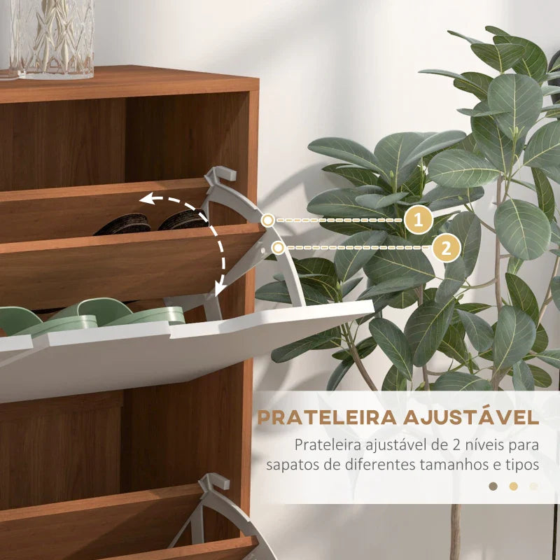 Sapateira com 4 Gavetas e Prateleiras Ajustáveis Móvel para Sapatos de Corredor para 16 Pares de Sapatos 95x26x95 cm Madeira