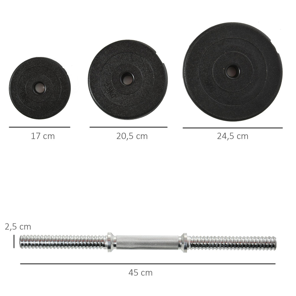 Conjunto de Halteres Pesos Fitness 40kg Ajustável Musculação com Barra de Aço e Discos para Ginásio Casa Preto e Prata – Modelo Rimini