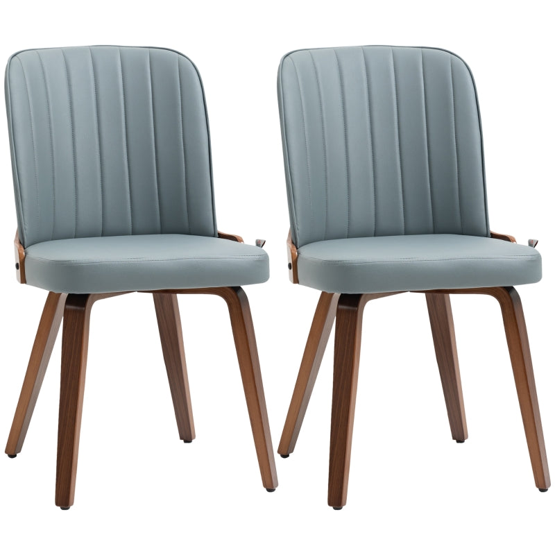Conjunto de 2 Cadeiras de Sala de Jantar Modernas Cadeiras de Cozinha com Assentos Estofados em PU e Pés de Madeira Carga Máxima 120kg 47,5x55x85cm Cinza e Madeira