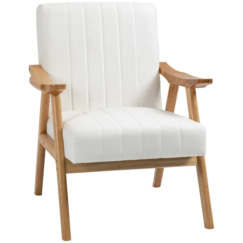Poltrona de Sala de Estar Poltrona de Estilo Nórdico Estofada em Veludo com Assento e Encosto Acolchoados Pés de Madeira para Escritório Dormitório 68x74x82 cm Creme