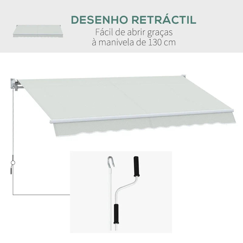 Toldo Manual Retrátil com Manivela 200x295 cm Toldo de Parede com Proteção Solar UV50+ e Estrutura de Alumínio para Jardim Varanda Exterior Creme