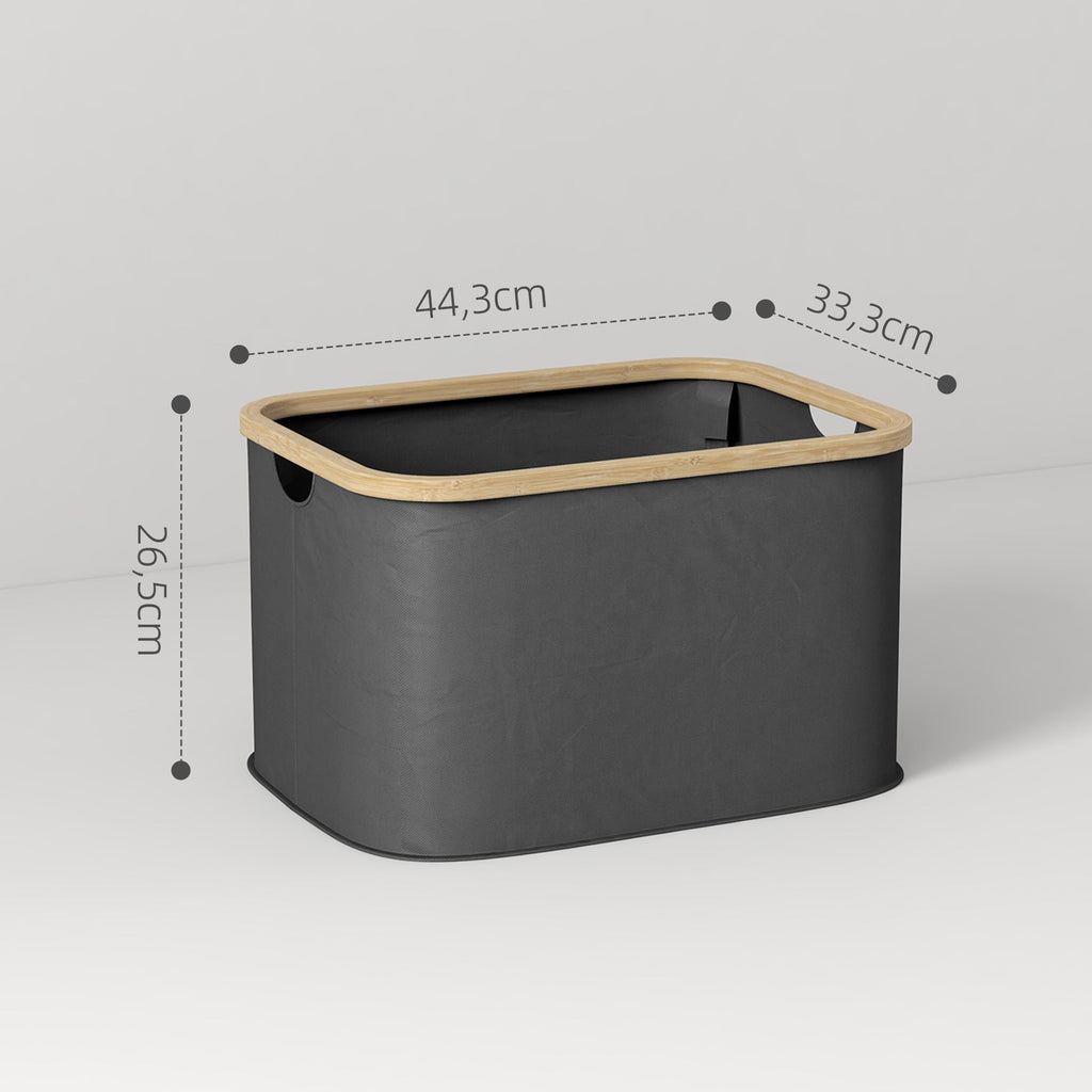 Cesto para Roupa Dobrável Cesto para Roupa Suja 36 L com Pega para Casa de Banho Dormitório Lavandaria 44,3x33,3x26,5 cm Preto