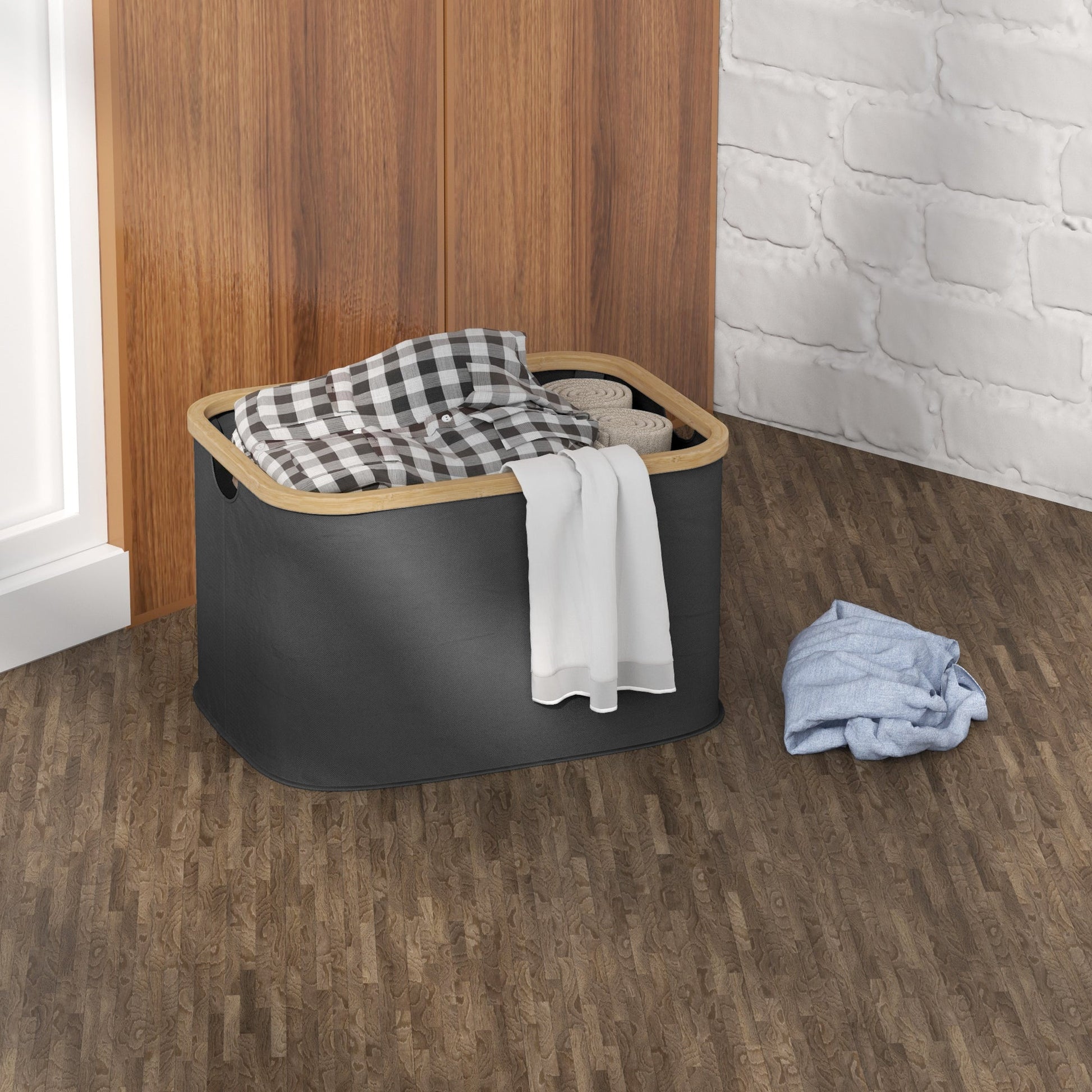 Cesto para Roupa Dobrável Cesto para Roupa Suja 36 L com Pega para Casa de Banho Dormitório Lavandaria 44,3x33,3x26,5 cm Preto